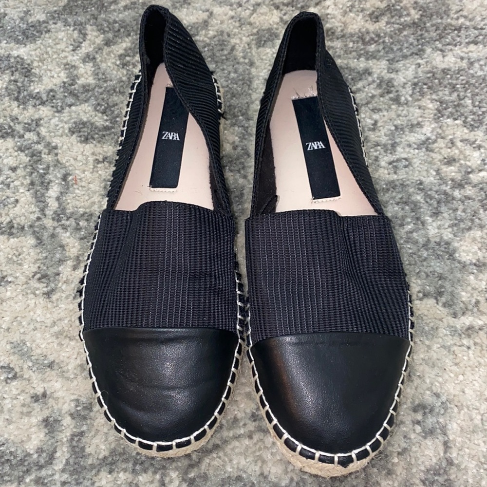 Zara Black Espadrille Slip On Shoes